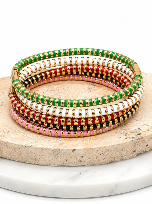 Vibrant Enamel Stacking Steel Bangles